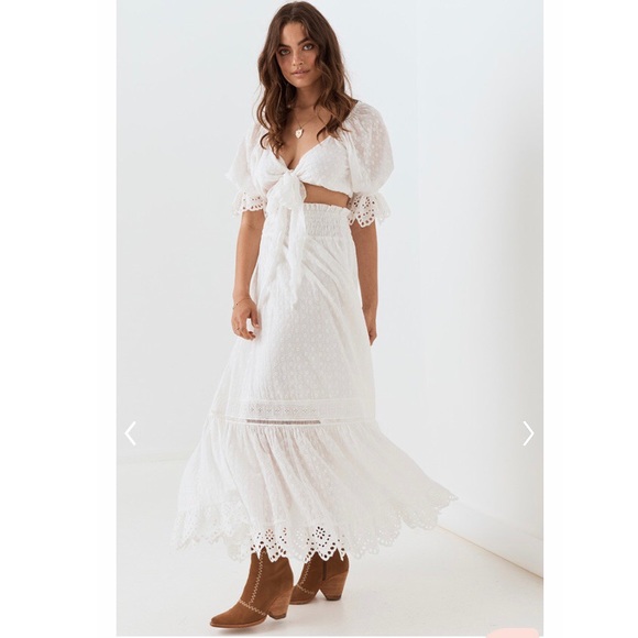 Spell Daisy Chain White Eyelet Lace Maxi Skirt - Picture 6 of 14
